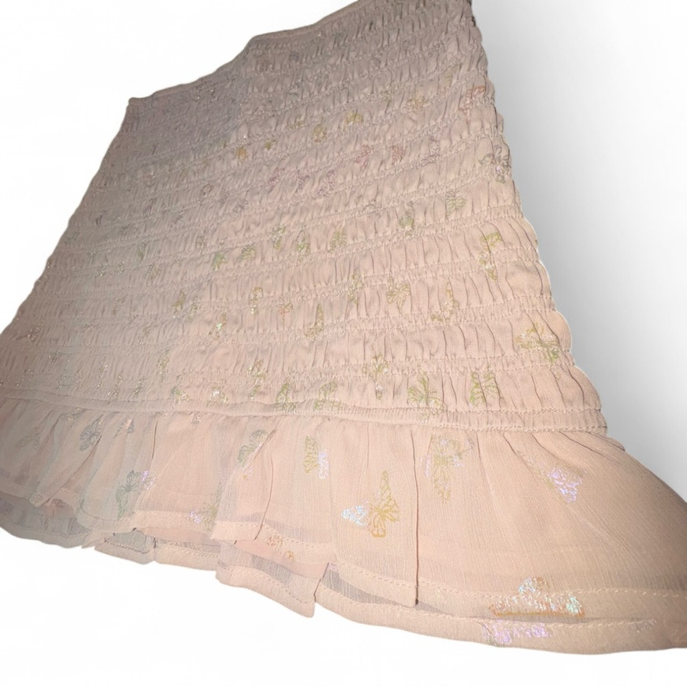 Le Lis Pale Pink Butterfly Print Mini Skirt with Ruffle Detail! - Picture 4 of 6